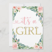 Invitation de Baby shower de bois, C'est une fille (Dos)