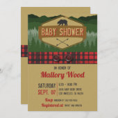 Invitation de Baby shower de bois rustique de bûch (Devant / Derrière)