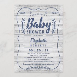 Invitation de Baby shower de bois rustique, Gris