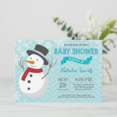 Invitation de baby shower de bonhomme de neige (Debout devant)