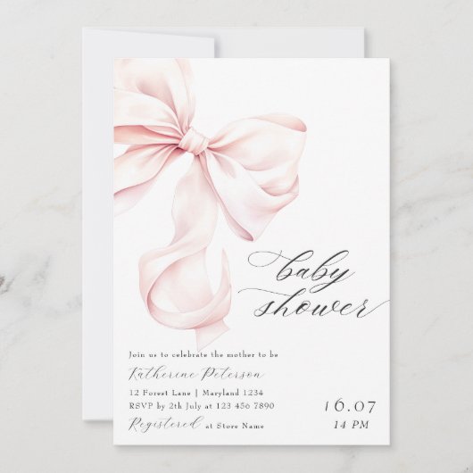 Invitation de Baby shower de boue rose moderne (Devant)