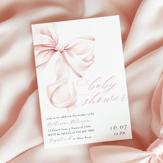 Invitation de Baby shower de boue rose moderne