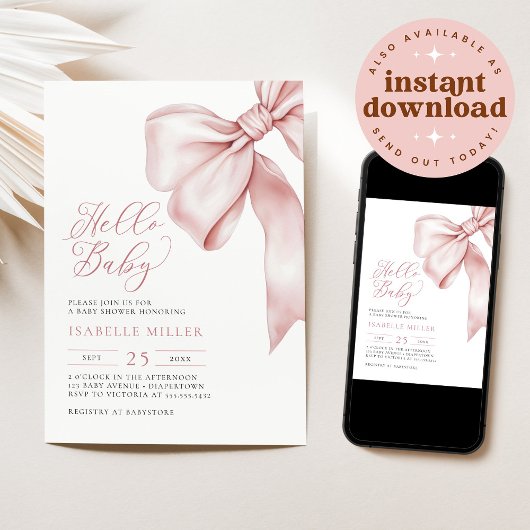 Invitation de Baby shower de boue rose moderne