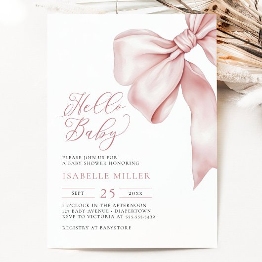 Invitation de Baby shower de boue rose moderne
