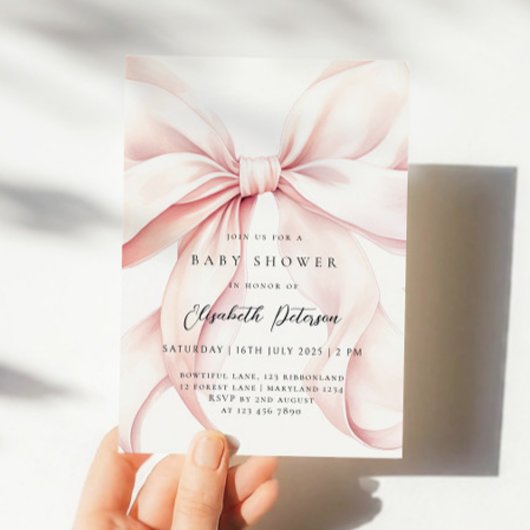 Invitation de Baby shower de boue rose moderne