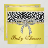 Invitation de Baby shower de bow diamant Zèbre Jau (Devant / Derrière)