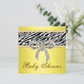 Invitation de Baby shower de bow diamant Zèbre Jau (Debout devant)