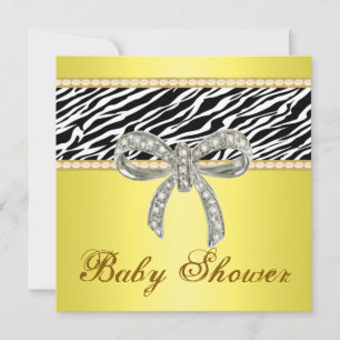 Invitation de Baby shower de bow diamant Zèbre Jau