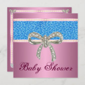 Invitation de Baby shower de Bow Diamond Leopard R (Devant / Derrière)