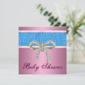 Invitation de Baby shower de Bow Diamond Leopard R (Debout devant)