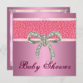 Invitation de Baby shower de Bow Diamond Leopard R (Devant / Derrière)