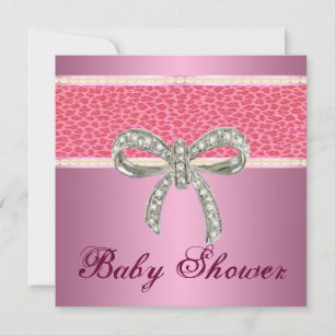 Invitation de Baby shower de Bow Diamond Leopard R