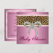 Invitation de Baby shower de Bow Diamond Leopard R (Devant / Derrière)