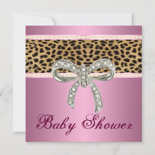 Invitation de Baby shower de Bow Diamond Leopard R (Devant)