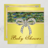 Invitation de Baby shower de Bow Diamond Peacock J (Devant / Derrière)
