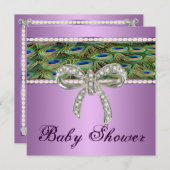 Invitation de Baby shower de Bow Diamond Peacock V (Devant / Derrière)