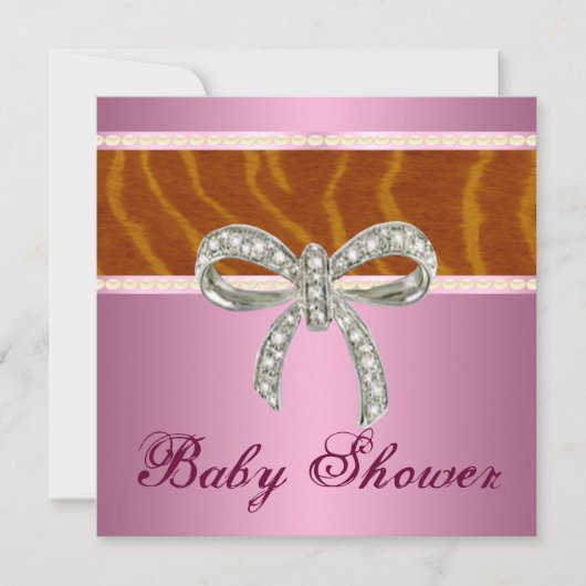 Invitation de Baby shower de Bow Diamond Tiger Ros (Devant)