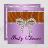 Invitation de Baby shower de Bow Diamond Tiger Vio (Devant / Derrière)