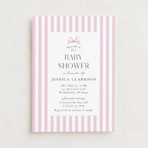 Invitation de Baby shower de Bow rayé rose