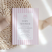 Invitation de Baby shower de Bow rayé rose