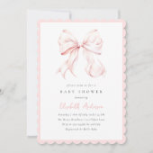 Invitation de Baby shower de Bow rose (Devant)