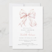 Invitation de Baby shower de Bow rose (Devant)