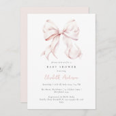 Invitation de Baby shower de Bow rose (Devant / Derrière)