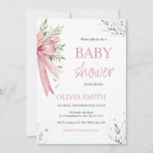 Invitation de Baby shower de Bow rose (Devant)