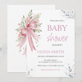 Invitation de Baby shower de Bow rose (Devant / Derrière)