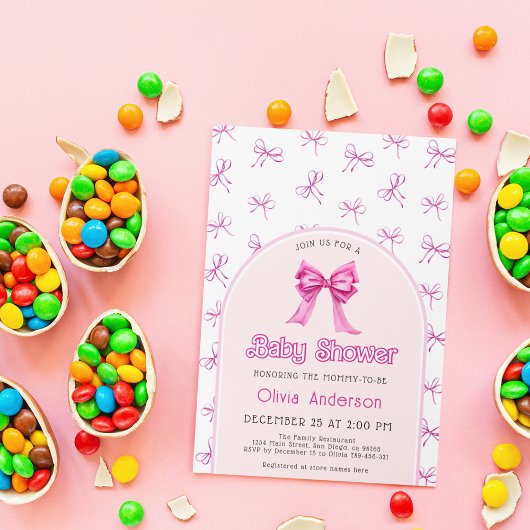 Invitation de Baby shower de Bow rose