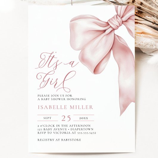 Invitation de Baby shower de Bow rose
