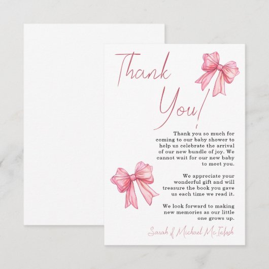 Invitation de Baby shower de Bow rose (Devant / Derrière)