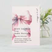 Invitation de Baby shower de Bow rose Aquarelle mo (Debout devant)