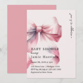 Invitation de Baby shower de Bow rose Aquarelle mo (Devant / Derrière)