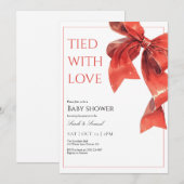 Invitation de Baby shower de Bow rouge liée à l'am (Devant / Derrière)