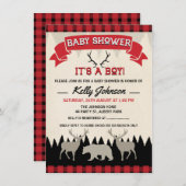 Invitation de Baby shower de Boys Lumberjack (Devant / Derrière)