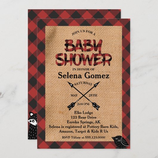 Invitation de Baby shower de Buffalo rustique (Devant / Derrière)