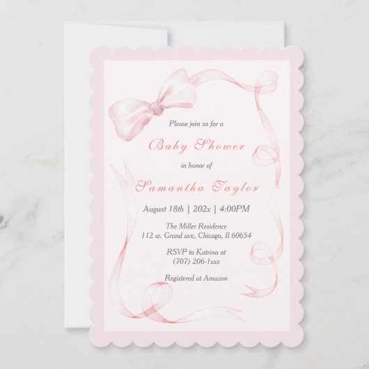 Invitation de Baby shower de cabot rose (Devant)