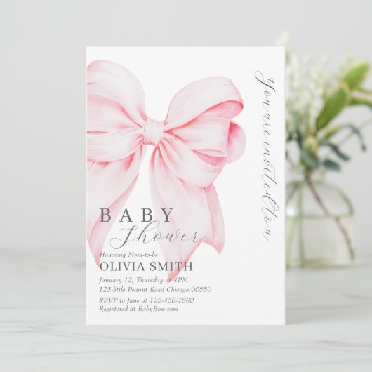 Invitation de Baby shower de cabot rose (Debout devant)