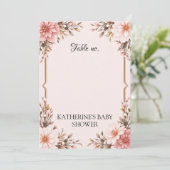 Invitation de Baby shower de cabot rose pour fille (Debout devant)