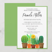 Invitation de Baby Shower de Cactus (Devant / Derrière)