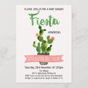 Invitation de baby shower de cactus de fiesta