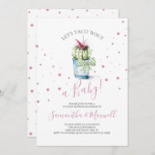 Invitation de Baby shower de cactus Pois mignonne (Devant / Derrière)