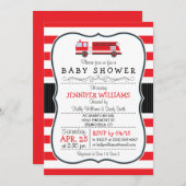 Invitation de Baby shower de camion feu mou (Devant / Derrière)