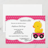 invitation de baby shower de canard de Polkadot de (Devant / Derrière)