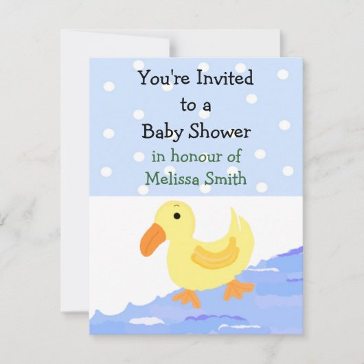 Invitation de Baby shower de canard jaune (Devant)