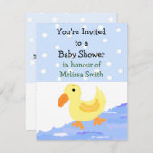 Invitation de Baby shower de canard jaune (Devant / Derrière)