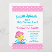 Invitation de Baby shower de canards roses (Devant / Derrière)