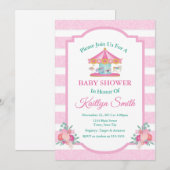 Invitation de Baby shower de carrousel Joyer Parco (Devant / Derrière)