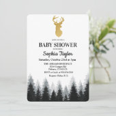 Invitation de Baby Shower de cerf de forêt d'arbre (Debout devant)